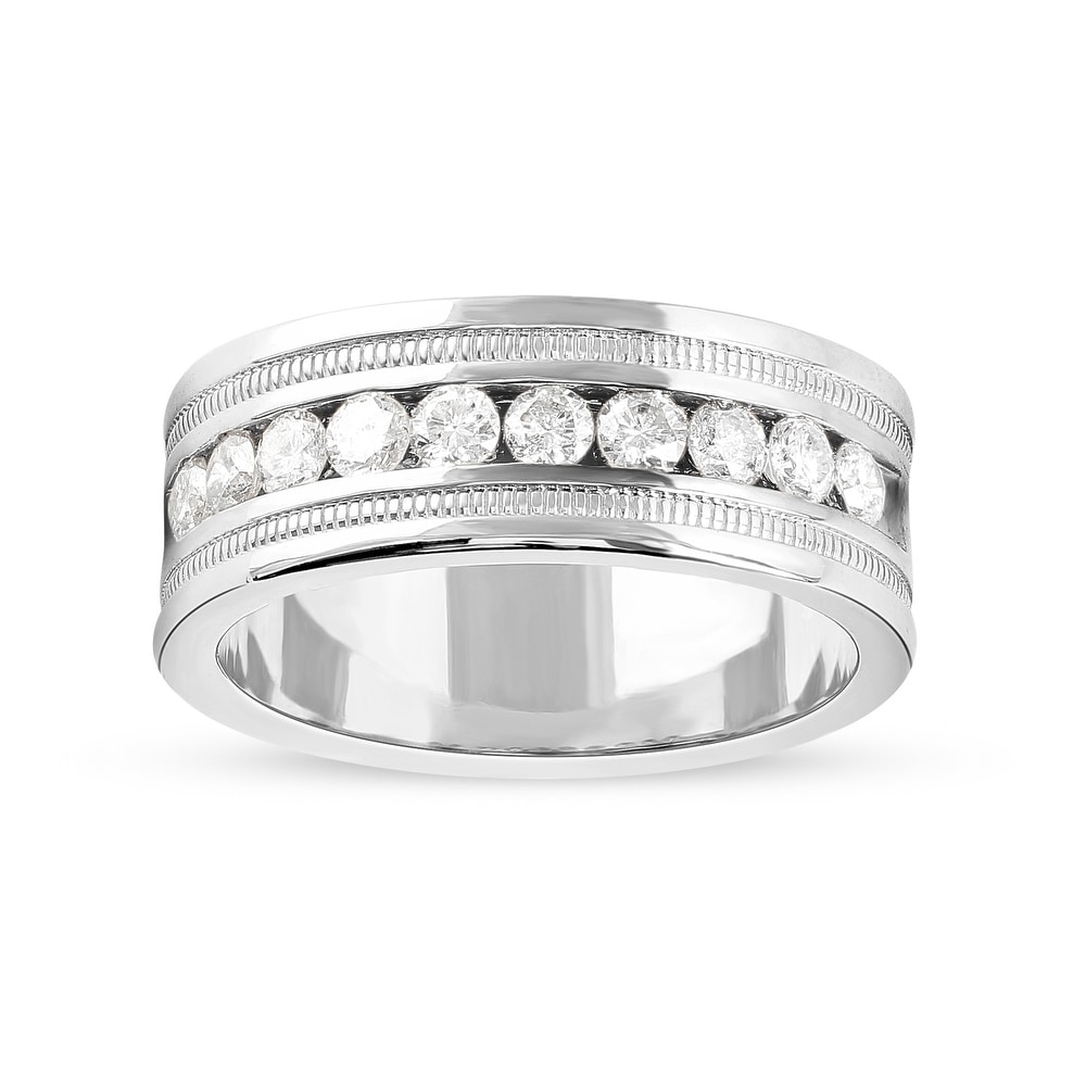 Mens Lattice Sterling Silver Band 10mm width Contemporary Ring for him DA269